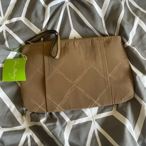 Vera Bradley Brown Preppy Polly Wristlet - Picture 2 of 3